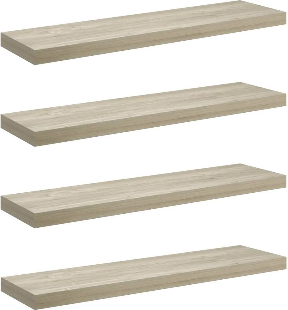 vidaXL 4 db tölgyszínű MDF lebegő fali polc 90 x 23,5 x 3,8 cm