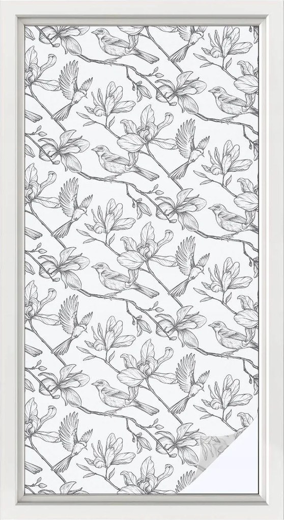 Furnér Ablakfólia Szélvédőre Adatvédelem Madarak és virágok 50x100