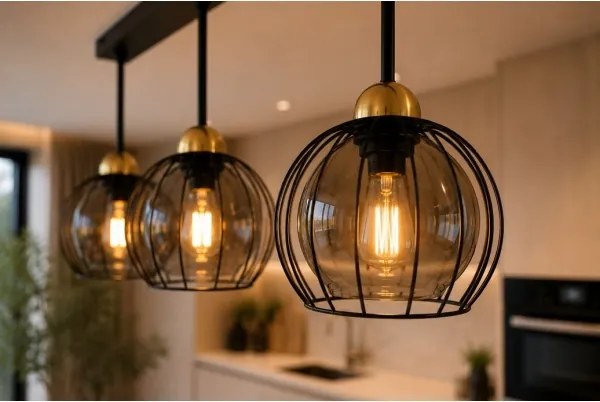 Felületre szerelhető csillár SOLO BLACK 3xE27/60W/230V fekete/arany