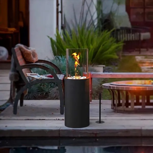 Bio kandalló ROMA 26,5x80,5 cm 2kW fekete + védőfedél