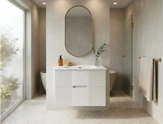 TMP MODENA 75 fali függesztett fürdőszobabútor - SKY E-8099-75 porcelán mosdóval - 75 x 46 cm