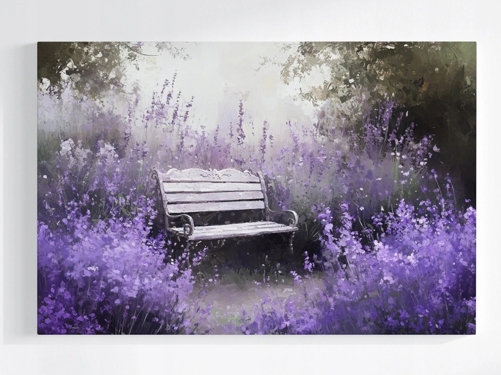 Poszter Tájkép Kert Park Levendula Pad Relaxáció Csend 60x40