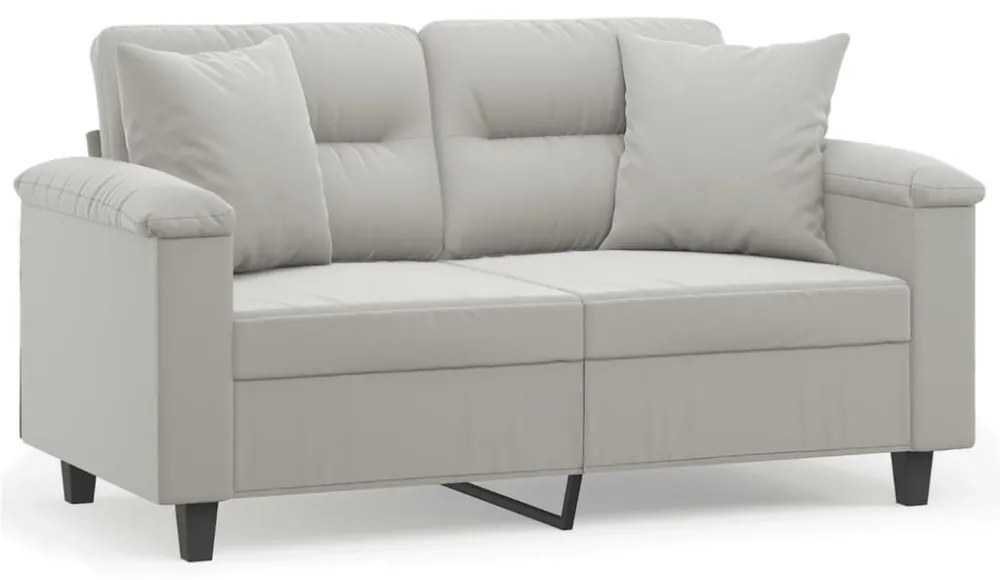 2 személyes világosszürke párnás mikroszálas szövetkanapé 120cm