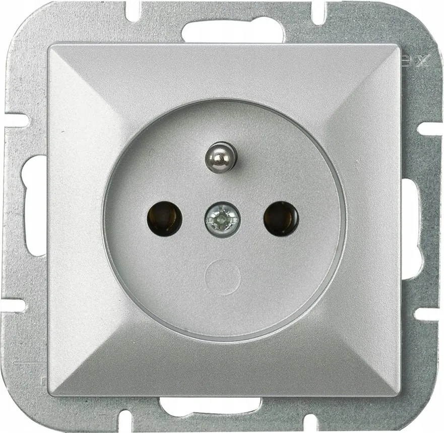 Ezüst színű süllyesztett aljzat földelt érintkezővel Gyöngy Abex