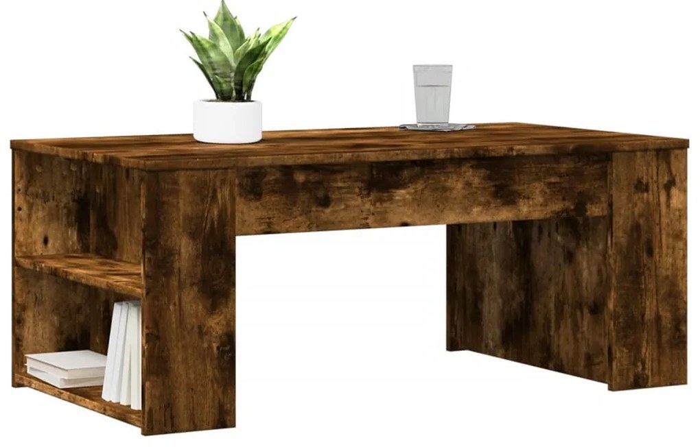 Füstös tölgy színű szerelt fa dohányzóasztal 102 x 55 x 42 cm