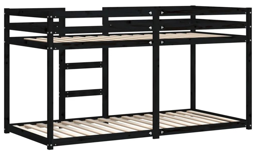 fekete tömör fenyőfa emeletes ágy 90 x 200 cm