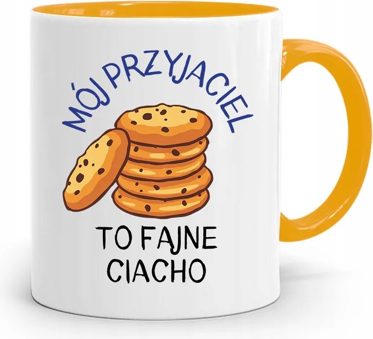 Sárga Bögre Barátnak Hűvös Sütemény fényképes nyomtatással