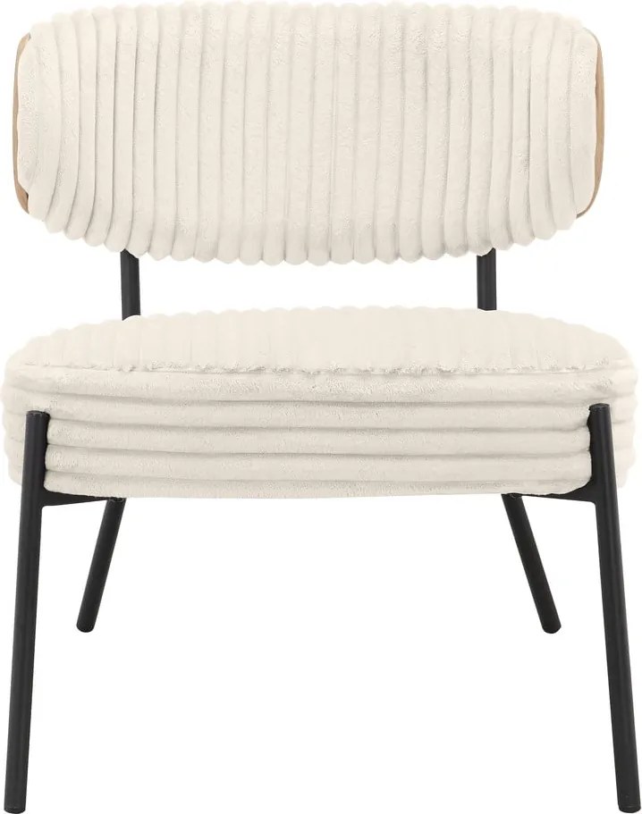 Krémszínű kordbársony fotel lábtartóval Jerry – Støraa