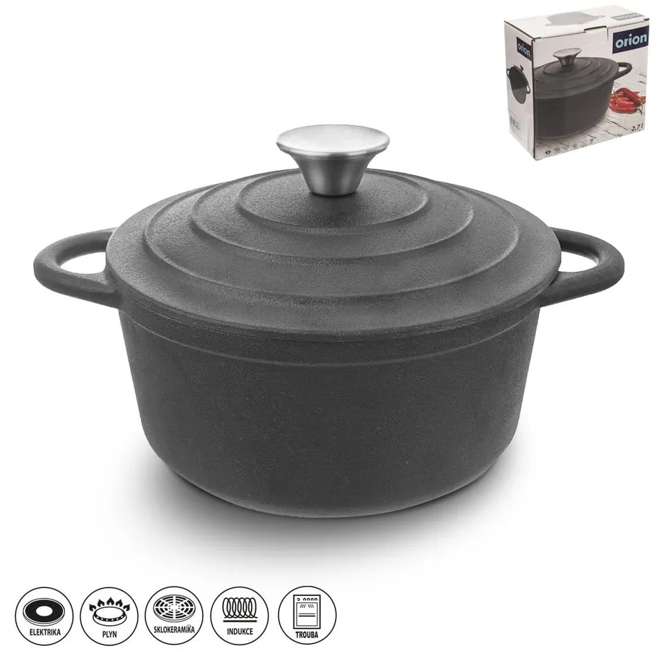Öntöttvas edény fedővel 2,7 l Litina – Orion