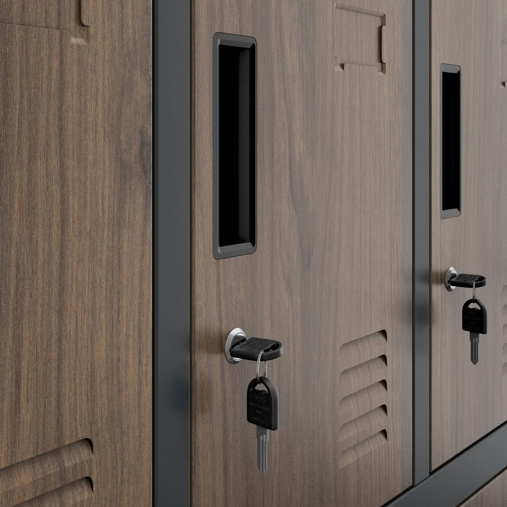 Rekeszes szekrény ROBERT, 1360 x 1720 x 450 mm, Eco Design: antracit/ diófa színben