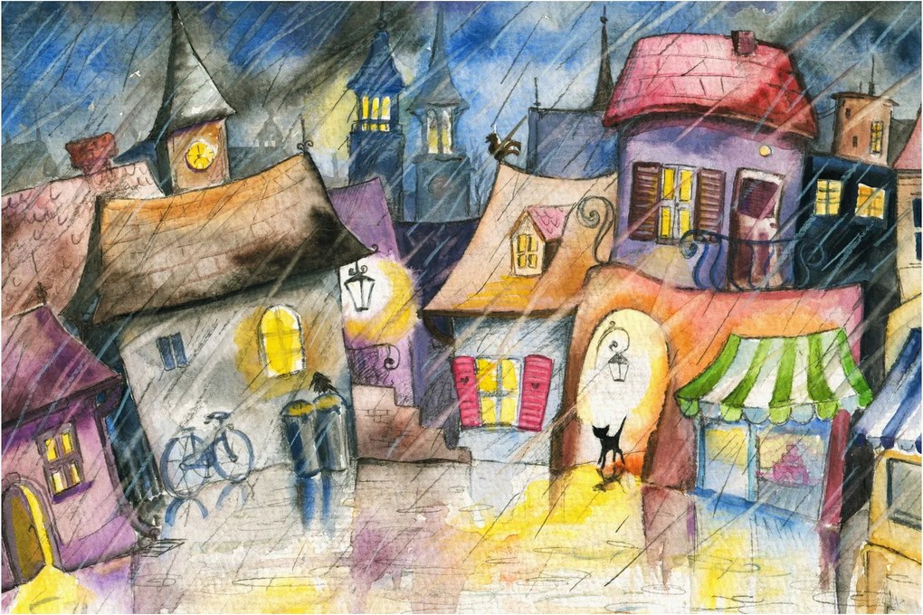 Kép - esős este (90x60 cm)