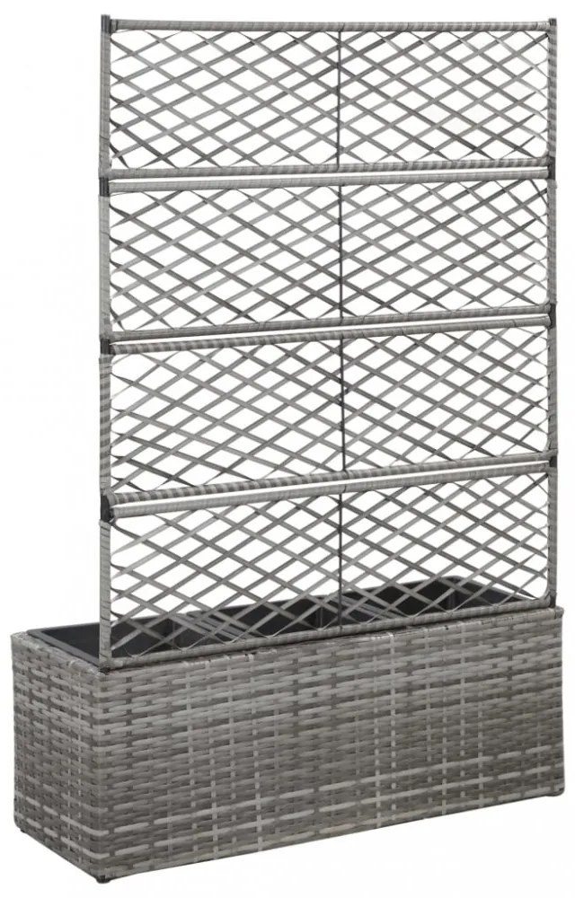 szürke rácsos polyrattan magaságyás 3 kaspóval 83 x 30 x 130 cm