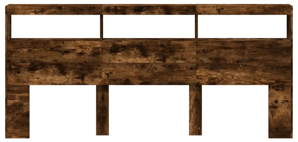 füstös tölgy színű áthidalószekrény LED-ekkel 220x17x102 cm
