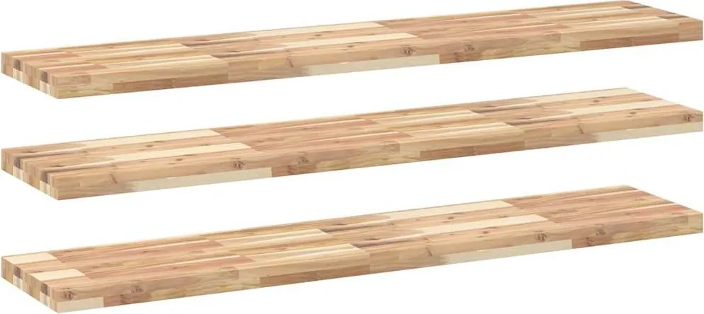 vidaXL 3 db kezeletlen tömör akácfa függőpolc 160 x 30 x 4 cm