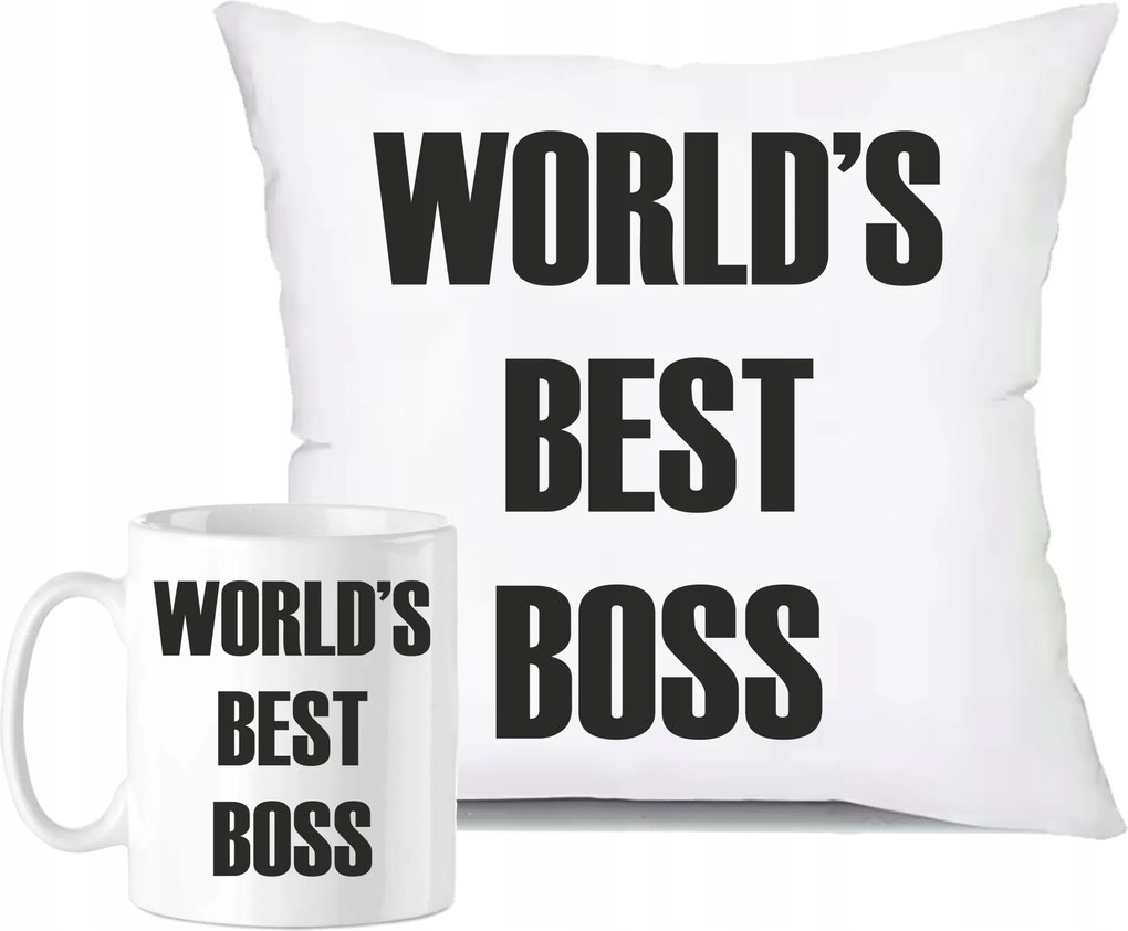 Bögre Szett Párna Munka Főnök World's best Boss Ajándék