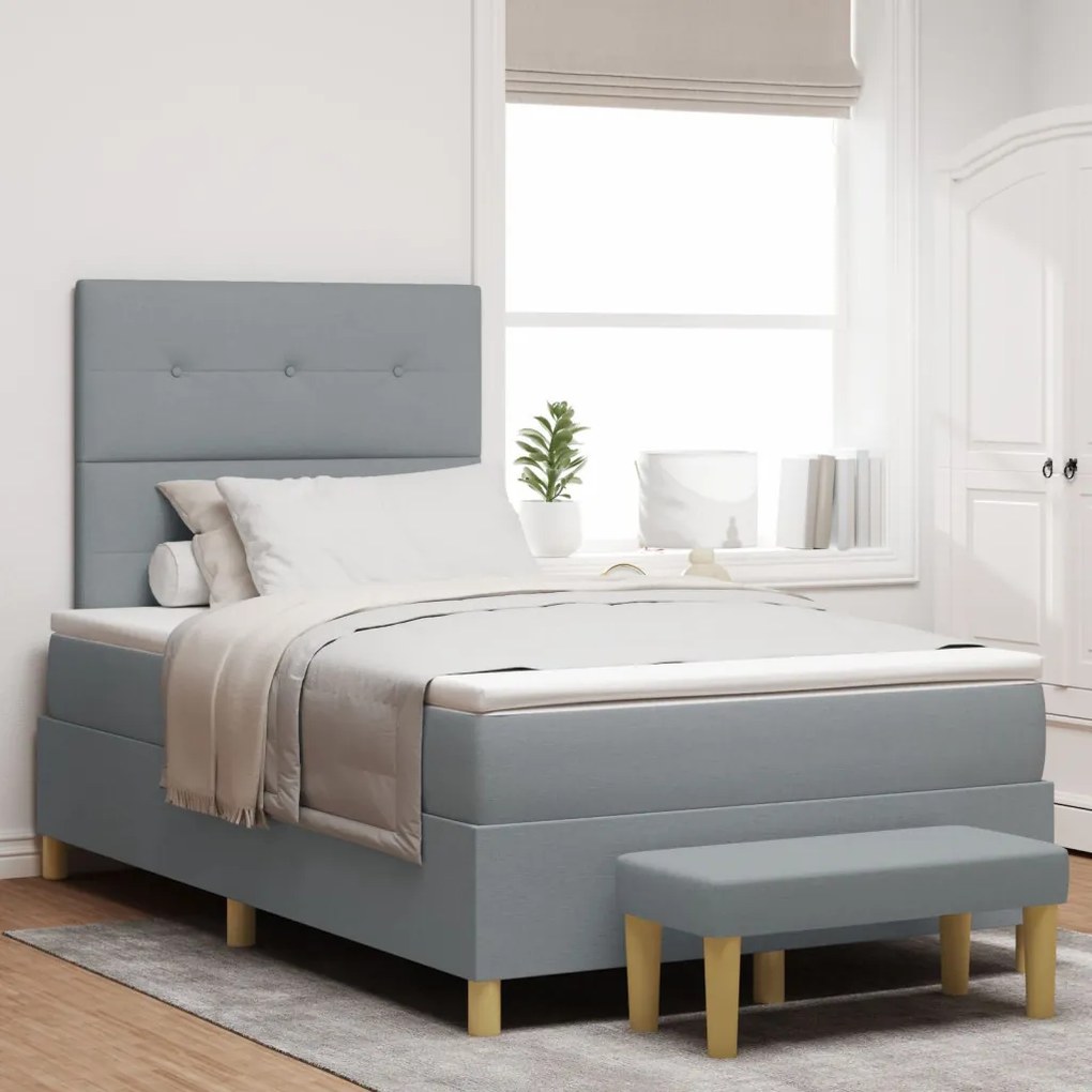 Boxspring Ágy Matrac és Pad Világosszürke 120x200 cm Szövet