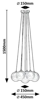 Rabalux 72304 - Csillár zsinóron ROSEHIP 7xG9/25W/230V