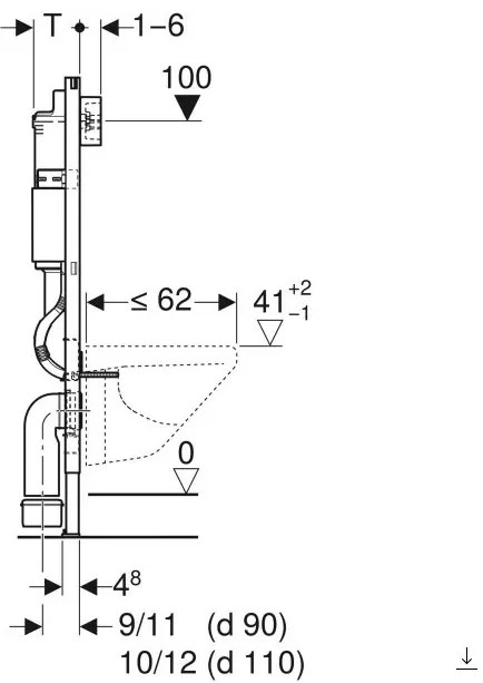 Geberit DuofixBasic fali WC-szerelőelem - 112 cm - Delta 12 cm-es falsík alatti öblítőtartállyal
