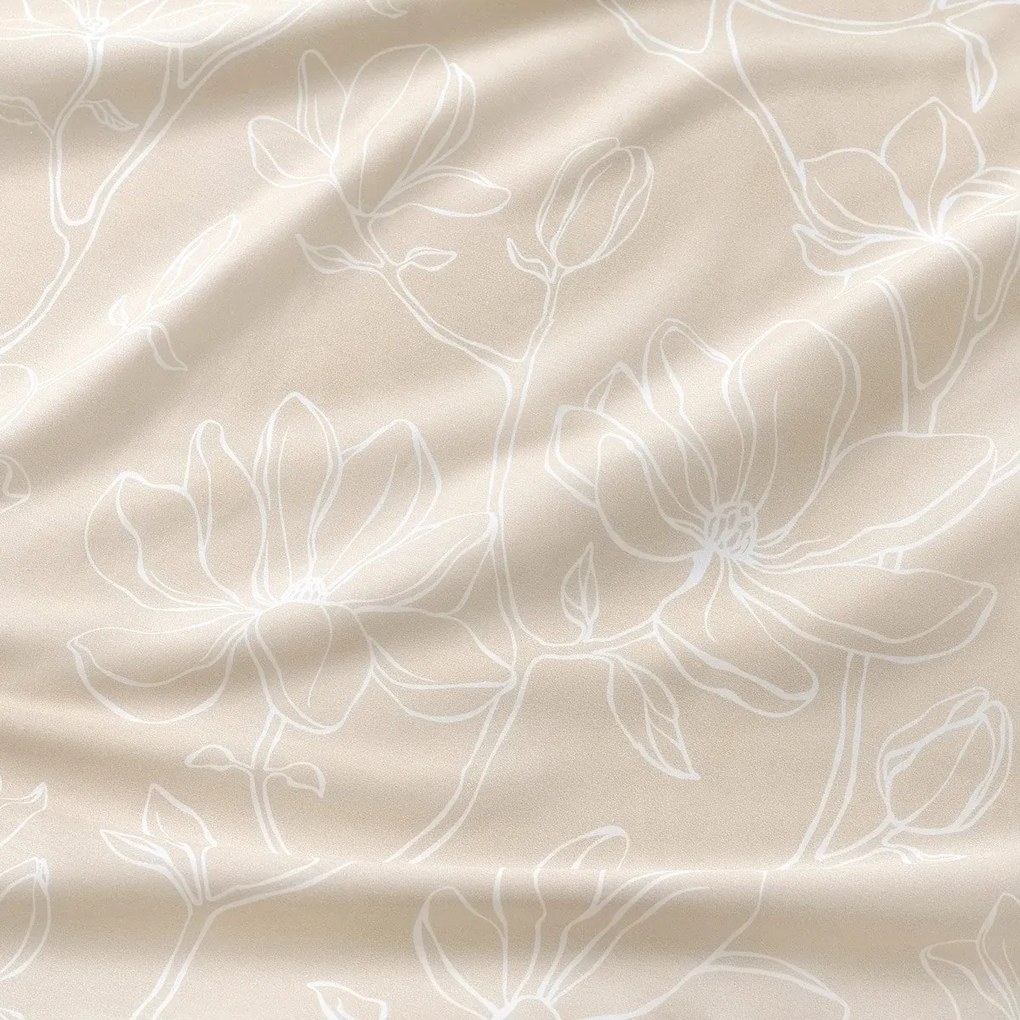 Goldea pamutszatén ágyneműhuzat - aranybézs liliomok 220 x 200 és 2db 70 x 90 cm
