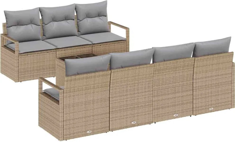 vidaXL Kanapé Szett 8 pcs Barna és szürke polirattan