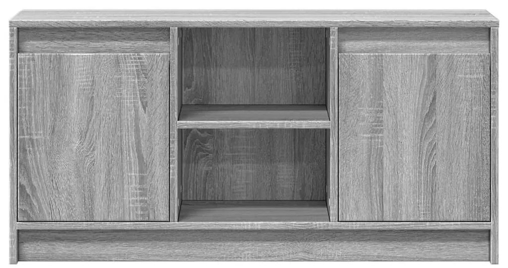 szürke sonoma színű szerelt fa LED-es TV-szekrény 100x34x50 cm