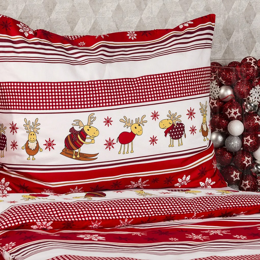 4Home Pamut ágyneműhuzat Rénszarvasok, 160 x 200 cm, 70 x 80 cm
