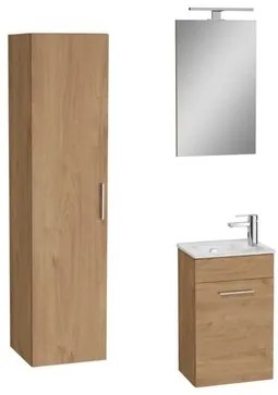 VitrA Mia Fürdőszobabútor szett mosdóval, mosdócsapteleppel, lefolyóval és szifonnal arany tölgy KSETMIA40D