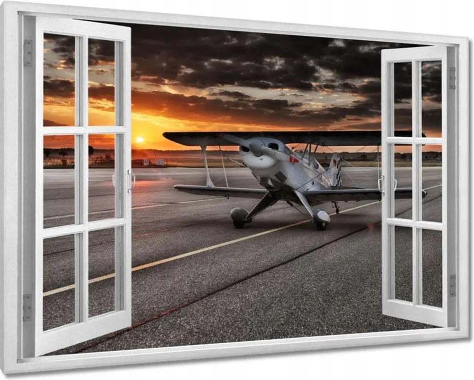 Vászonkép 90x60 Repülőgép naplemente