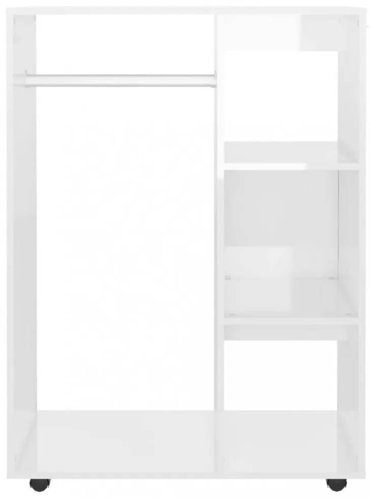 magasfényű fehér szerelt fa ruhásszekrény 80 x 40 x 110 cm