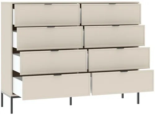 DECO komód bézs színben, 8 fiókkal, 150 cm