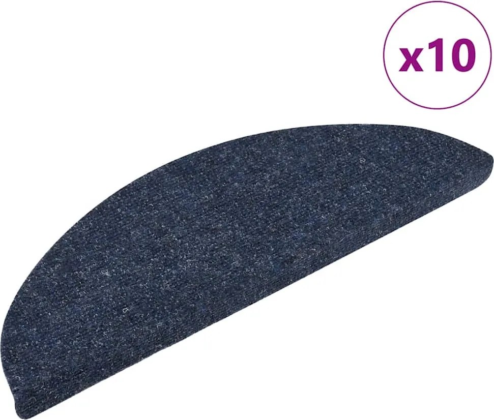 vidaXL 10 db öntapadós lépcsőszőnyeg, 56 x 17 x 3 cm, kék, félkör alakú