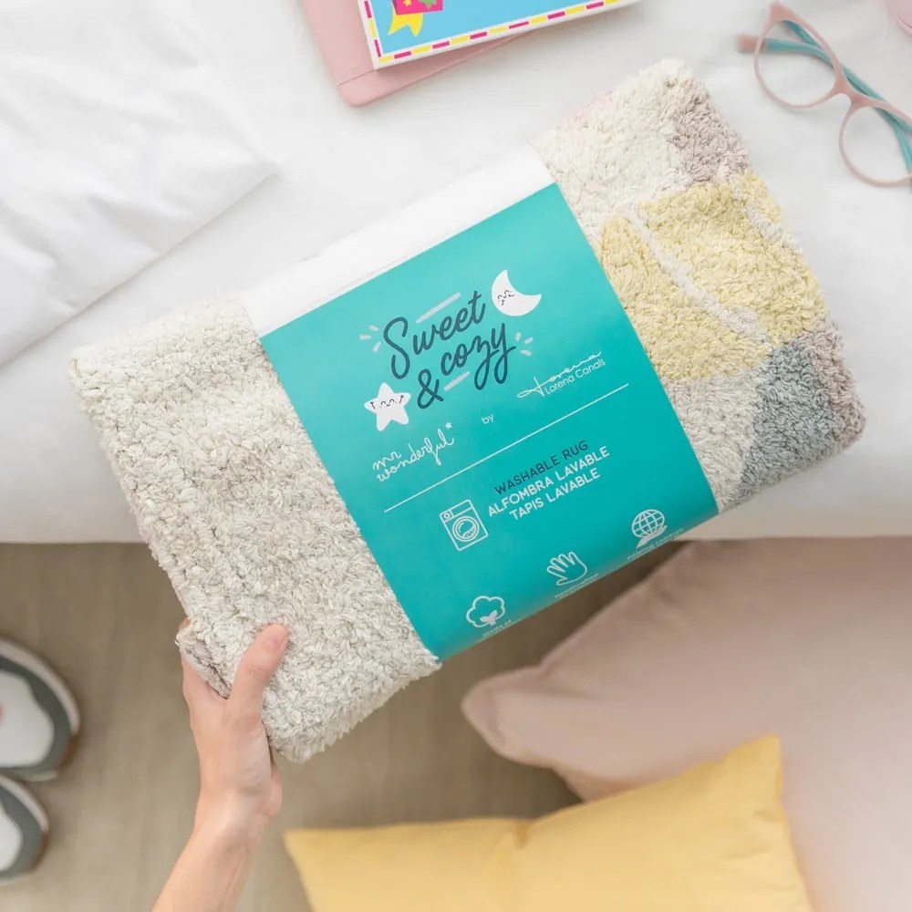 Mosható-kézi szövésű pamut gyerek szőnyeg ø100 cm Believe in Yourself – Lorena Canals