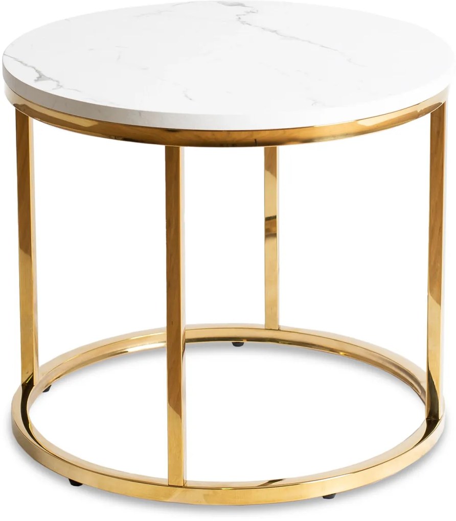 Stolik CLIFF Biały márvány/Złoty