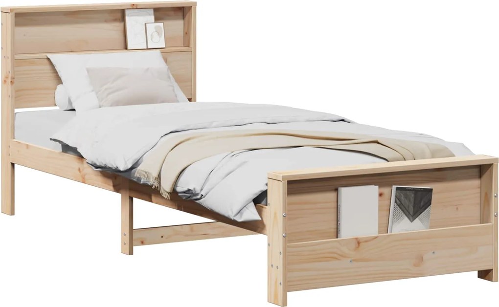 vidaXL Ágykeret fejtámlával Barna 90 x 200 cm Faanyag