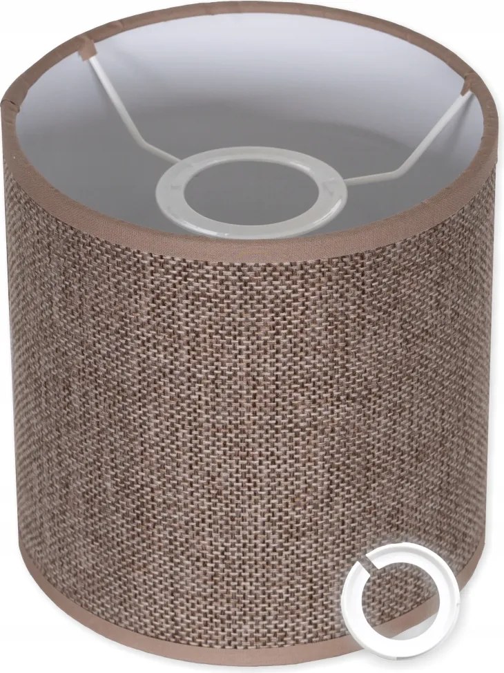 Lámpaernyő Prémium Pvc Henger Lenvászon Barna 15cm x 15cm Univerzális E14 e27