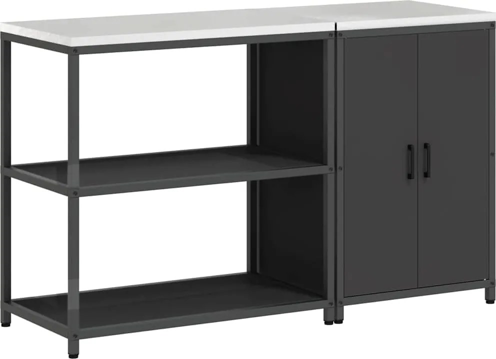 vidaXL Konyhai Tároló Készlet 2 pcs Fekete Hidegen hengerelt acél