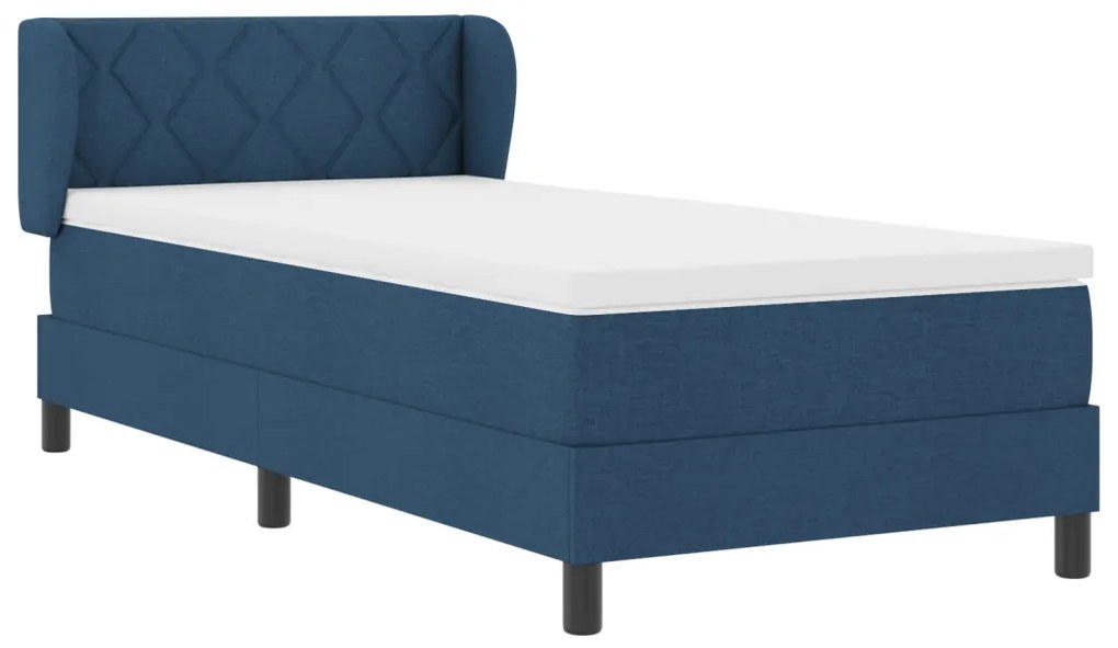 Boxspring Ágy Mattal Kék, 100x200 cm, Szövet