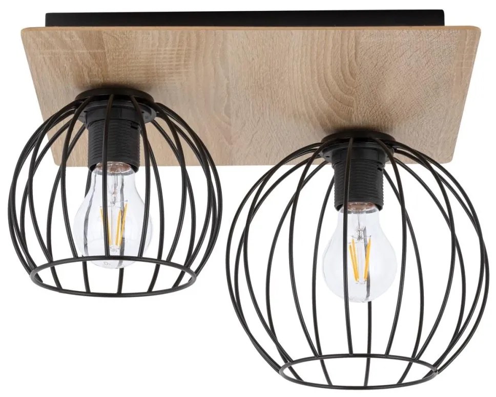 Csillár CYBER 2xE27/60W/230V fa/fekete