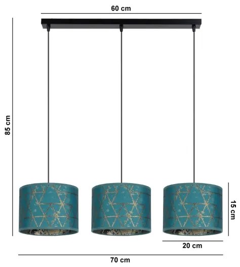 Csillár zsinóron REZO 3xE27/60W/230V türkiz