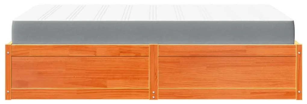 viaszbarna tömör fenyőfa ágy matraccal 120 x 200 cm