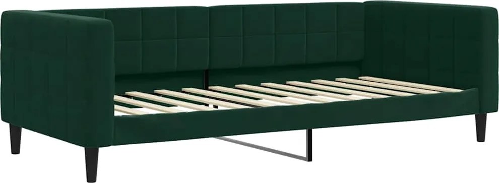 vidaXL sötétzöld bársony kanapéágy 90x200 cm