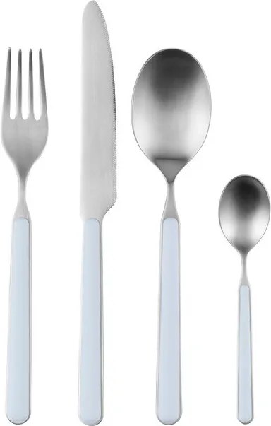 Világoskék-ezüstszínű rozsdamentes acél egyszemélyes evőeszköz készlet 4 db-os Noli – noo.ma