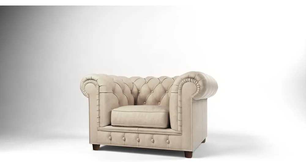 Krémszínű bársony fotel Cambridge – Ropez