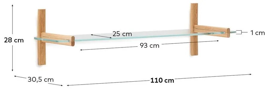 Natúr színű üveg moduláris polcrendszer 110x28x30,5 cm Sitra – Kave Home