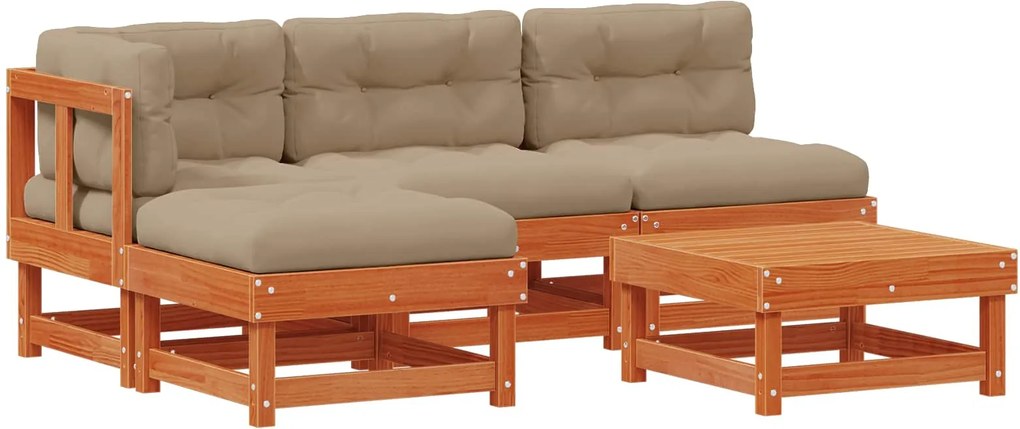 vidaXL Kerti lounge szett 13 pcs Viaszbarna Tömör fenyő