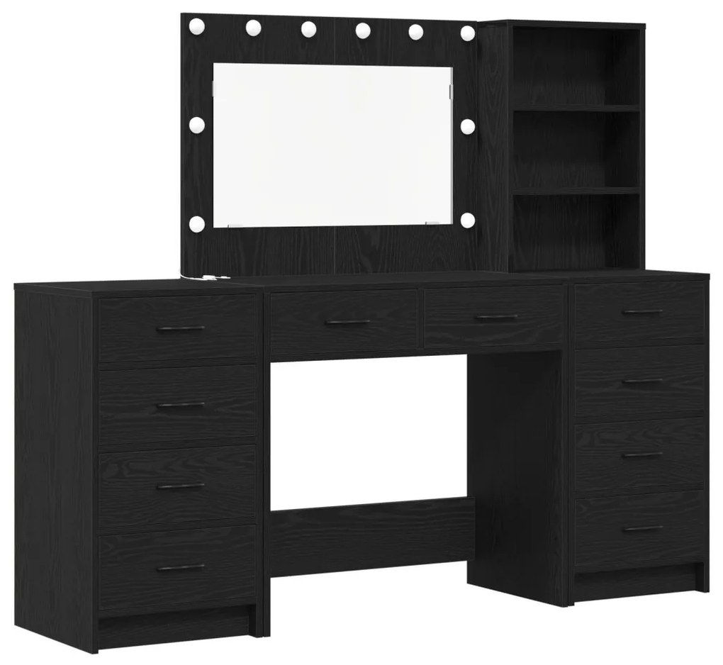 Öltözködőasztal fiókkal 3 pcs Fekete 40 x 41 x 135 cm Faanyag