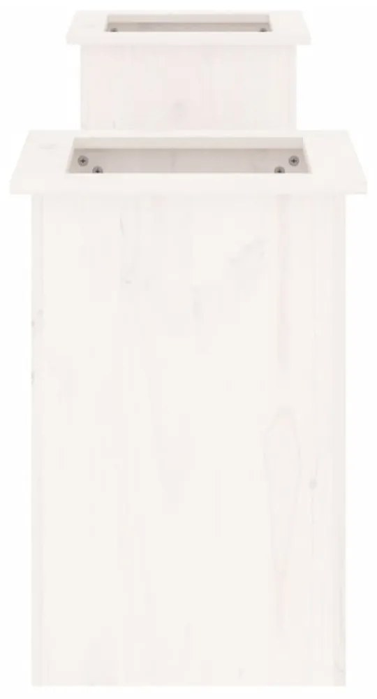 fehér tömör fenyőfa növénytartó pad 184,5x39,5x56,5 cm