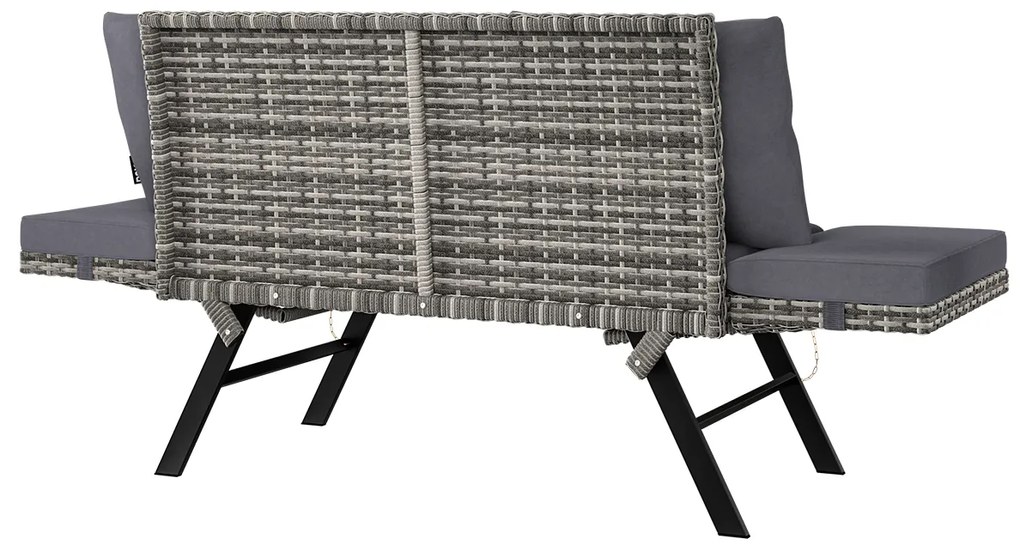 Casaria® Kerti rattan pad 176x56x81 cm - szürke