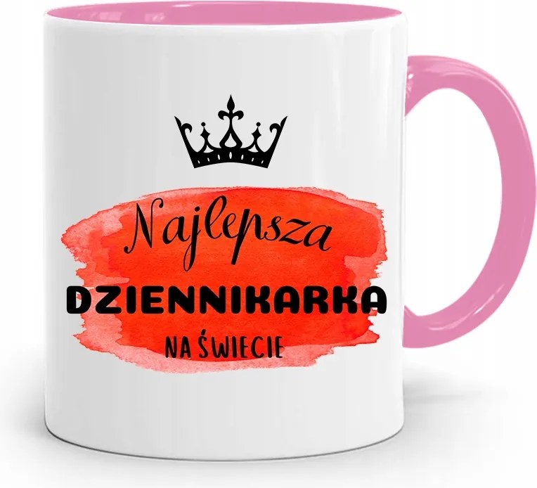 Rózsaszín Bögre Ajándék Riporter Újságírónak, fényképes nyomtatással