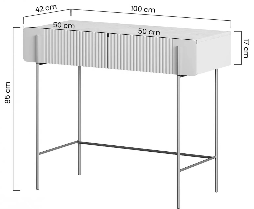 Malmi fésülködőasztal fiókokkal 100 cm - fekete matt / arany lábak